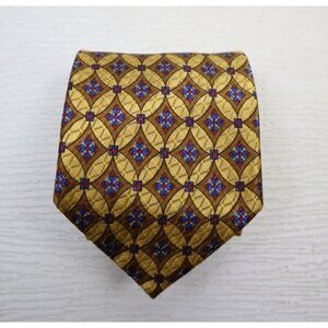 MARK PENDLETON FOR NORDSTROM MEN'S 100% SILK TIE - YELLOW/GOLD BROWN BLUE PRINT